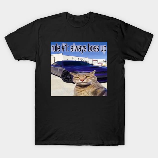 Rule #1 Always Boss Up Cat Meme Tee - Funny Shirts, Parody Tees, Funny Cat, Cat Meme, Meme Shirts, Funny Gift T-Shirt by Y2KERA